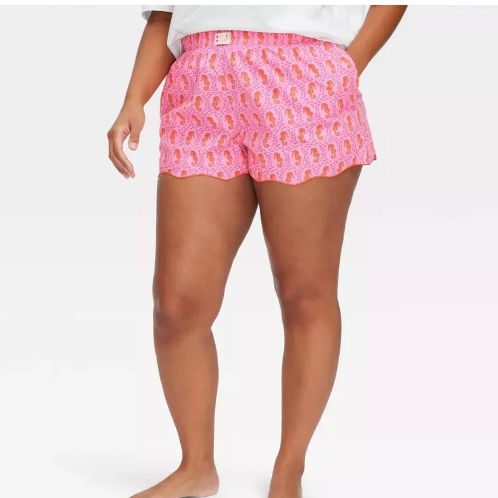 Roller Rabbit x Target Pink and Orange Seahorse Poplin Boxer Shorts L NEW - Picture 4 of 7